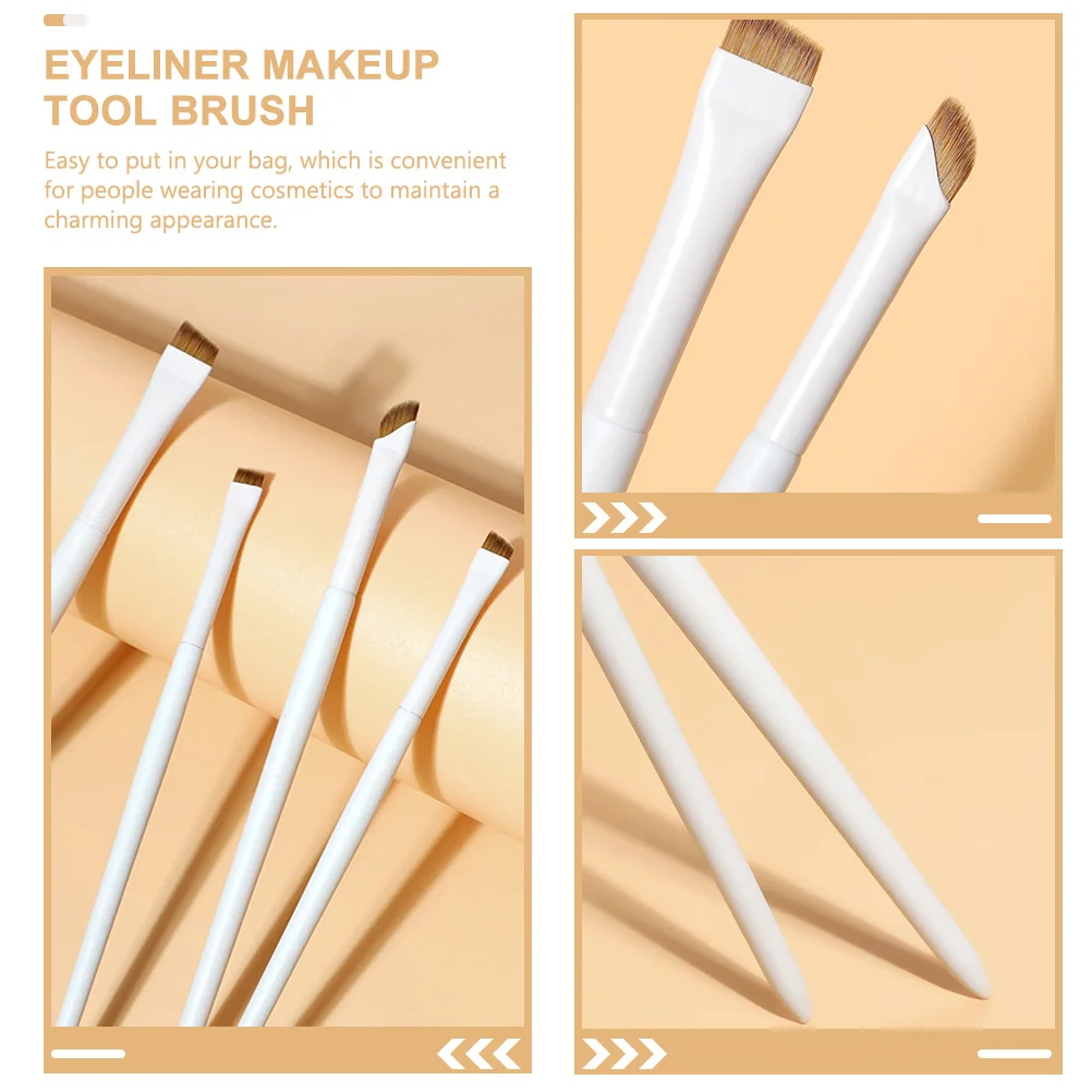 4 個のアイライナーブラシセット眉毛アイシャドウメイクアップツールポータブル軽量ブラシアイメイク旅行用