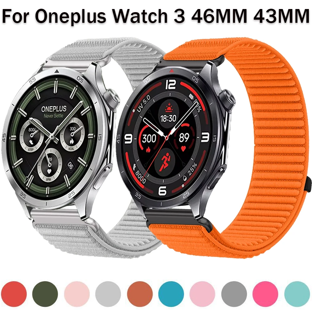 Bracelet en Nylon 22mm 20mm 18mm pour Oneplus Watch 3 43mm/46mm, pour Oneplus Watch Lite/2/2R/OPPO Watch S/X2/X/4 Pro
