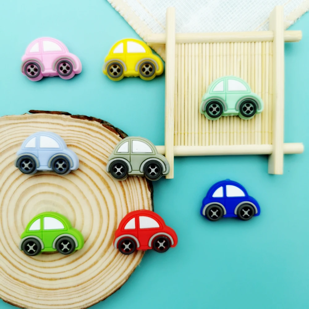 32*22mm 10pc/lot Baby Car Silicone Beads Baby Teething Pacifier Chains Necklaces Accessories Food Grade Nursing Chewing BPA Free