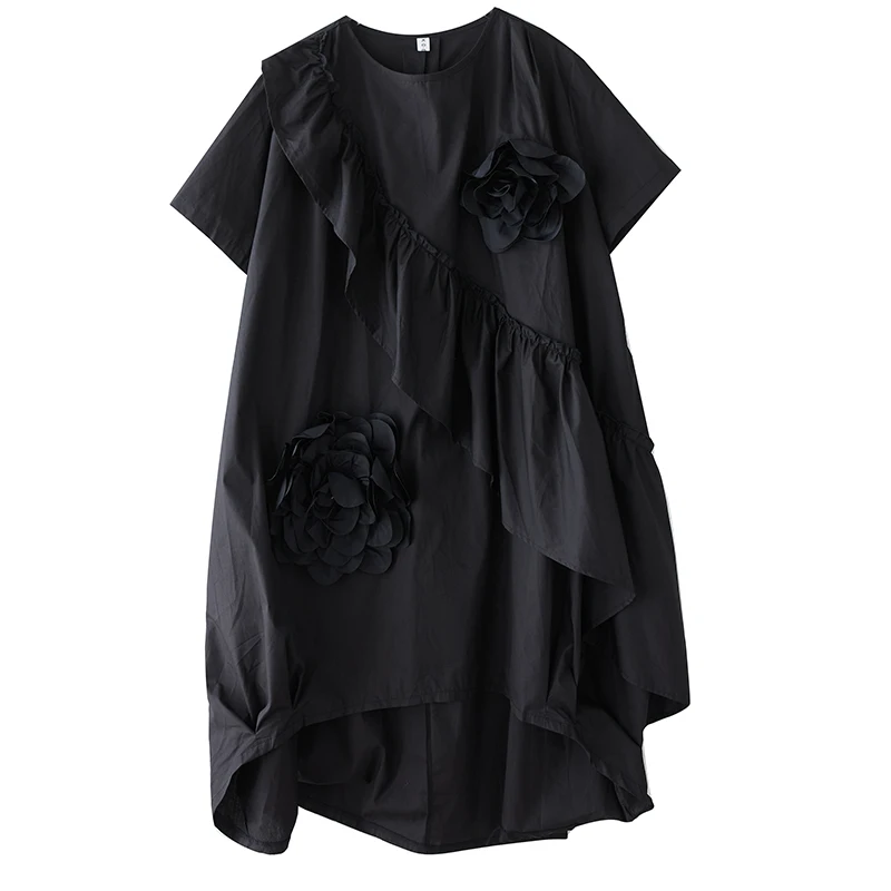 

Новинка лета, большие размеры Dr Faionable, кружевной подол с цветочным принтом, свободная утягивающая асимметричная одежда Dr с высокой талией irt Sve, повседневная одежда