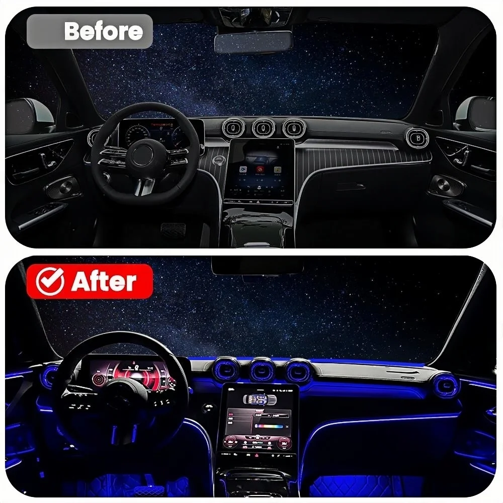 64 Color Ambient Light Instrument Panel Multi-Color Light Strip Soft Strip Precise Fit For Mercedes Benz W206 X254 C Class Car
