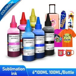 Colorsun 100ML*6 Sublimation Ink For Epson DX5 DX6 DX7 XP600 L805 L1800 4720 i3200 Printhead 6 Colors Sublimation InK