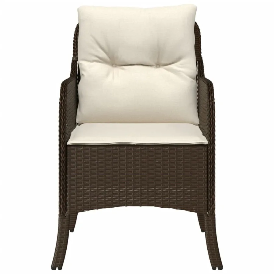 كراسي فناء مع وسائد 2 قطعة بولي راتان بني