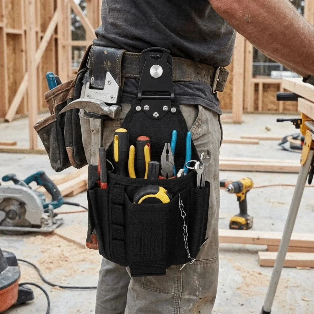 Rotating Structure Rotatable Quick Hang Hook Quick Install Design Solid Material Electrician Waist Belt Pouch