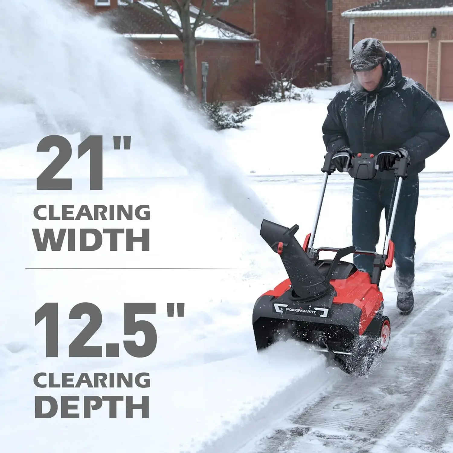 Cordless Snow Blower, 21-Inch Single Stage with 6.0Ah Battery and Charger