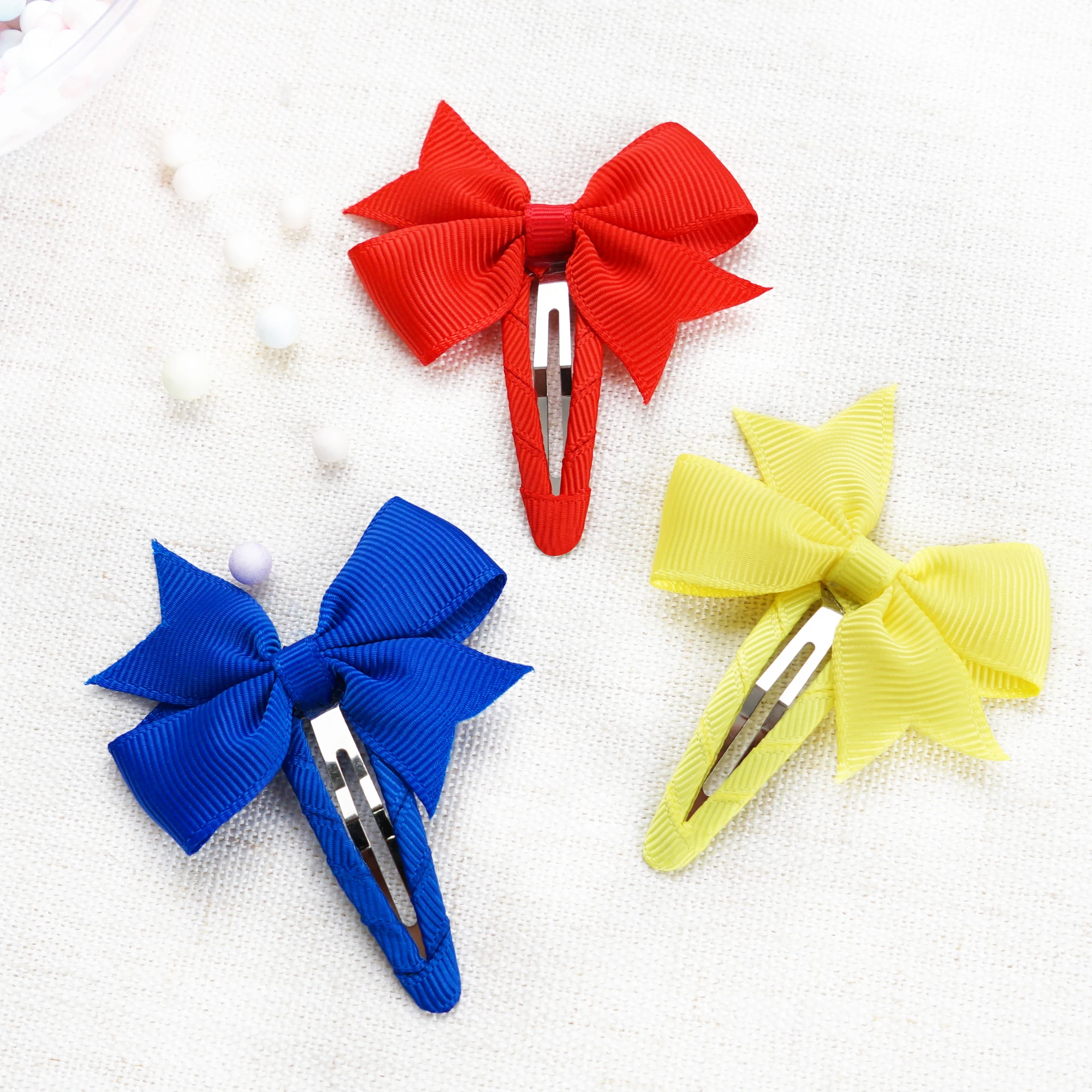 16pcs 2\'\' Baby Girls Snap Hair Clips with Bows Boutique Grosgrain Ribbon Hair Bows No Slip Hairpins for children\' Accessories