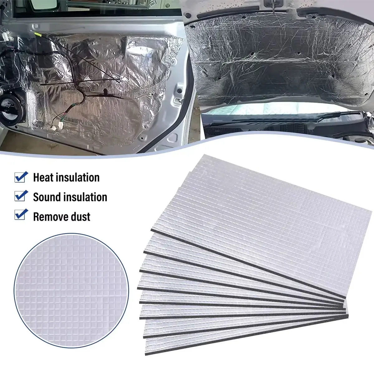 لفة قطنية عازلة للصوت للسيارة مقاس 5/10 مم - حصيرة ذاتية اللصق مقاومة للحريق لتقليل الضوضاء للسقف والأبواب والأرضية والمحرك #3