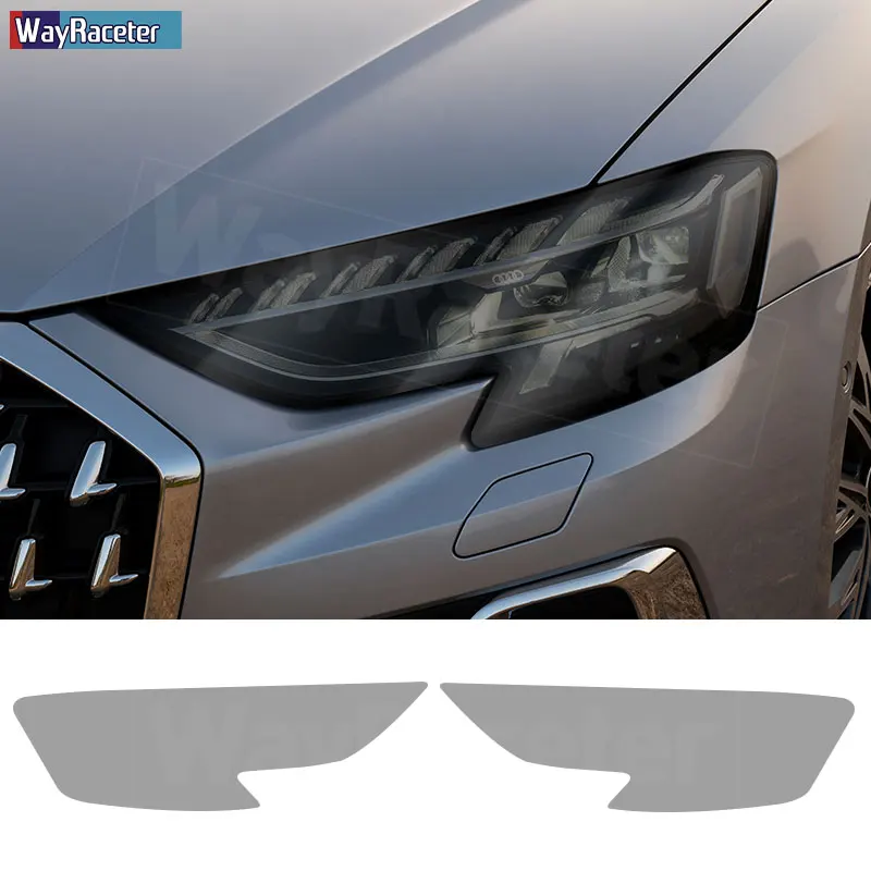 2 Pcs Car Headlight Protective Film Transparent Smoke Black TPU Sticker For Audi A8 2022 Facelift 2023 S8 D5 4N Accessories