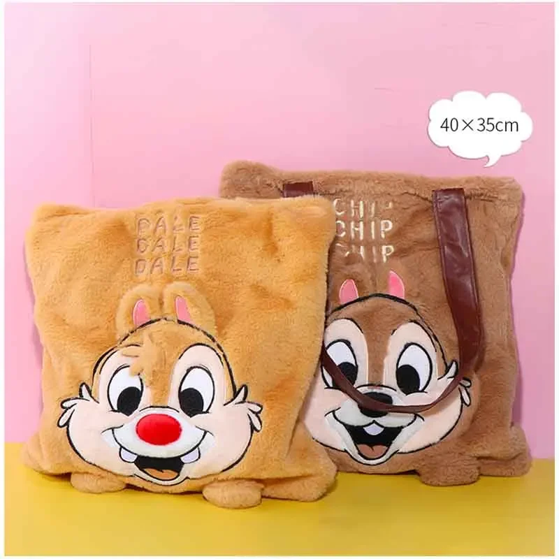 Disney Anime Figure Cartoon Dale Chip Plush Doll Large Capacity Shoulder Bag Kawaii Cute Storage Handbag Shopping Bags Girl Gift