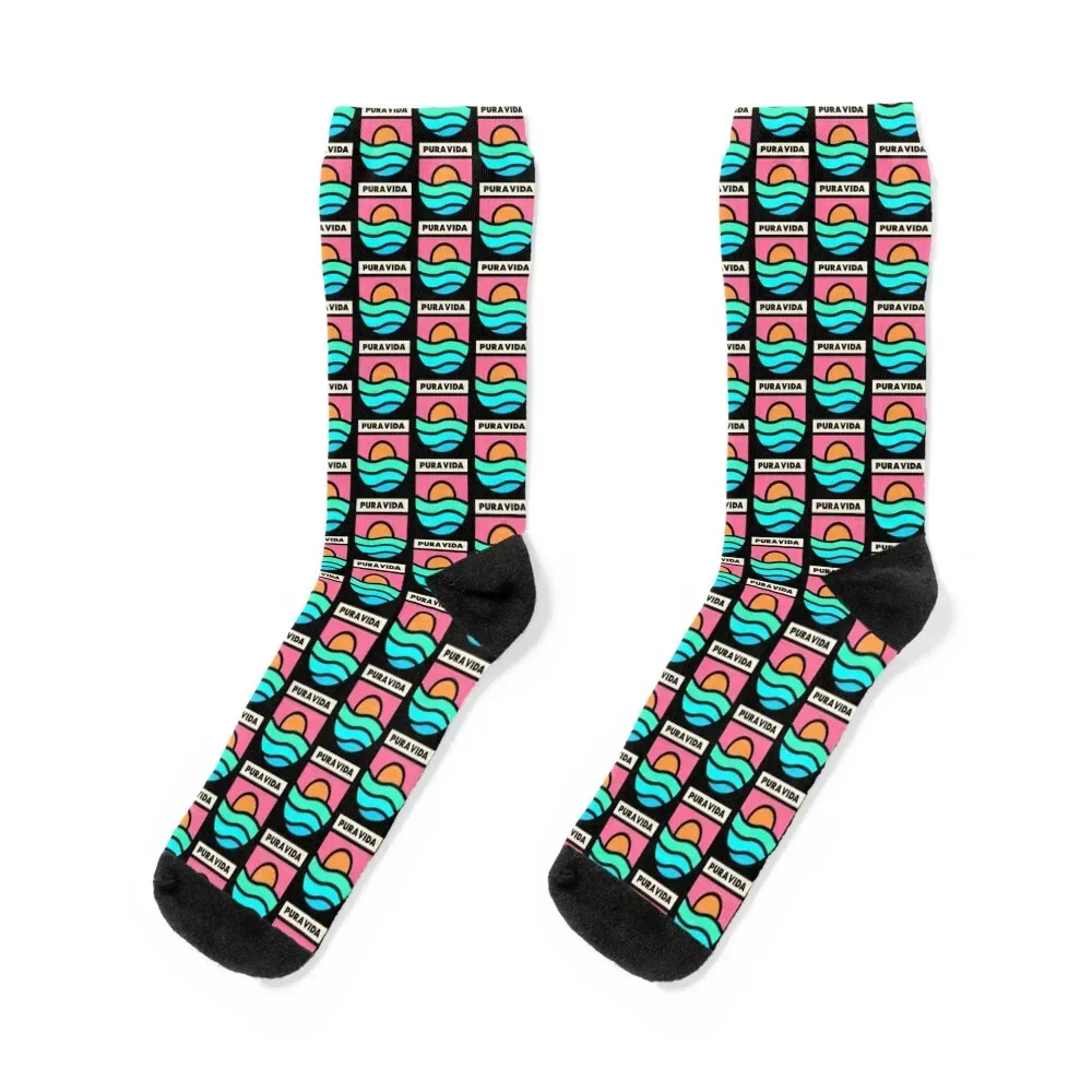 Pura Vida Retro Badge Black Lines Socks ankle sports stockings Men Socks Women's