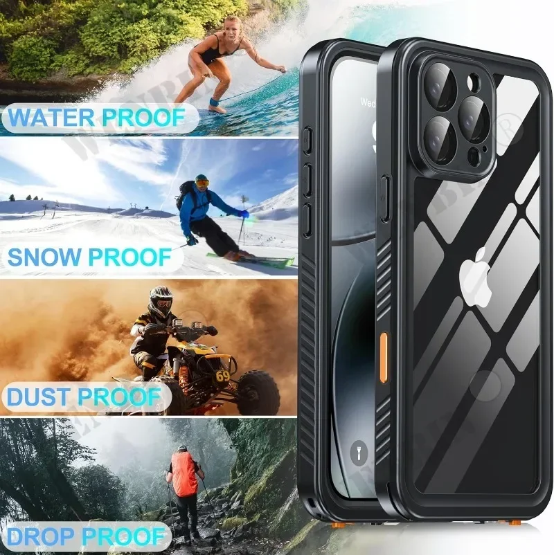 IP68 Waterproof Case For iPhone 16 15 14 13 12 Pro Max Full Body Protective Cover Swim Underwater Diving Magsafe Magnetic Case