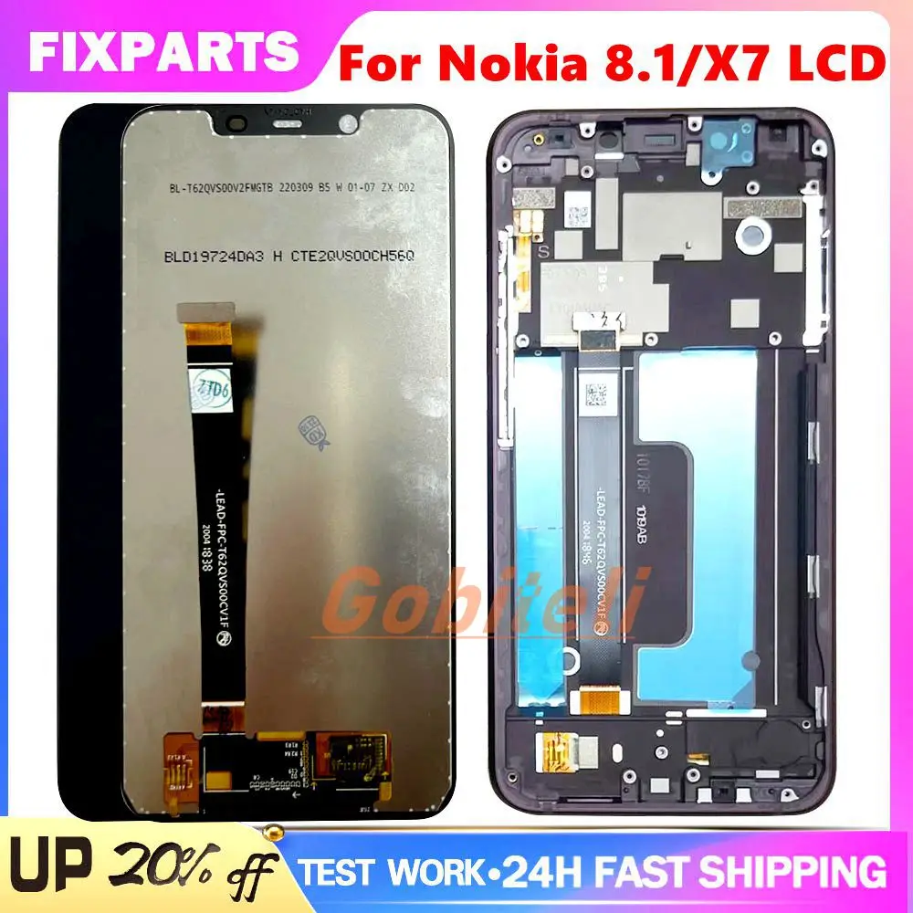 

6.18" LCD For Nokia 8.1 LCD Display Touch Screen Digitizer Assembly Replacement For Nokia X7 TA-1119 TA-1121 TA-1128 LCD