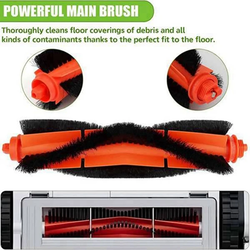 ABUI-For Xiaomi S20/D106/3C Enhanced Edition Vacuum Cleaner Replacement Parts Main Brush Side Brush Filter Mop Cloth Set