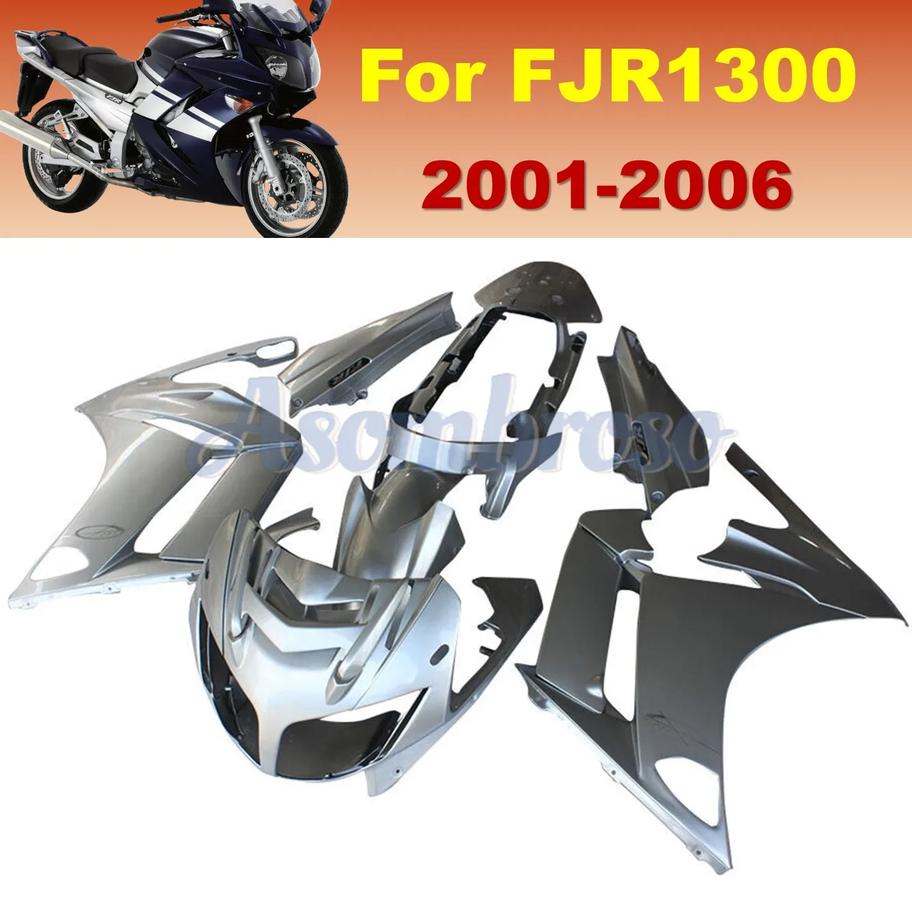 Custom Body Full fairing For YAMAHA FJR1300 2001 2004 2006 Motorcycle Silvery Cowling  FJR 1300 2002 2003 2005