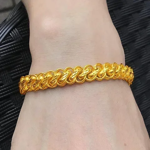 High quality real gold 999 mens bracelet AU750 for him simple fashion jewelry boss chain gift 24K