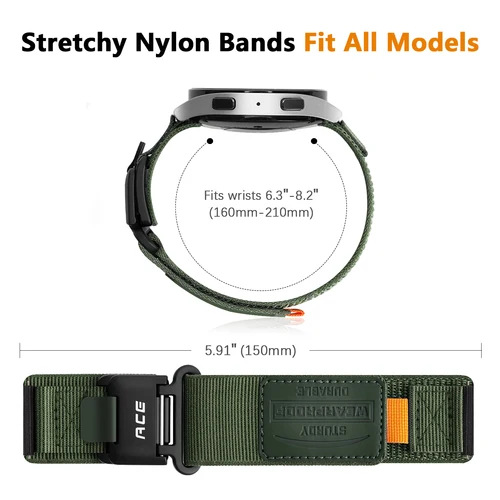 Imagen 2 del producto Correa de nailon con hebilla magnética de 20mm/22mm para Samsung Galaxy Watch 7 6 5 4 40/44mm 6 bandas clásicas 43 47mm para Huawei Watch GT5 4Pro