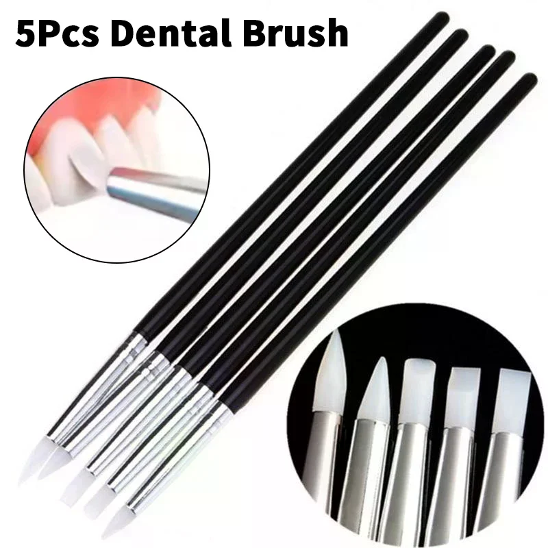 5Pcs Dental Resin Shaping Brush Pens Silicone Nails Art Brushes Various Size Dentistry Composite Cement Porcelain Teeth