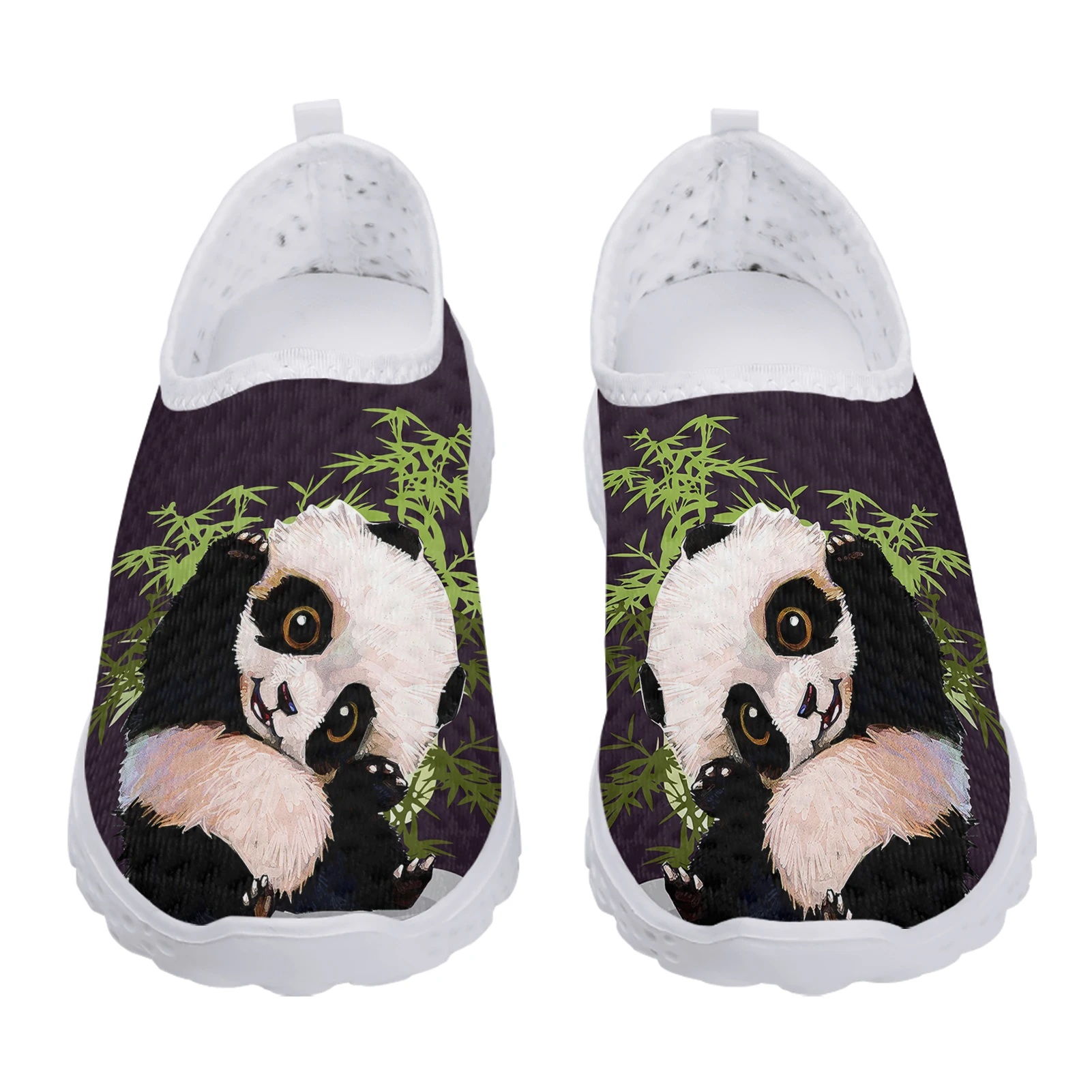 INSTANTARTS Cute Panda Bamboo 3D Printing Women\'s Shoes Comfortable And Breathable Summer Shoes Mesh Sneakers Slip On Shoes