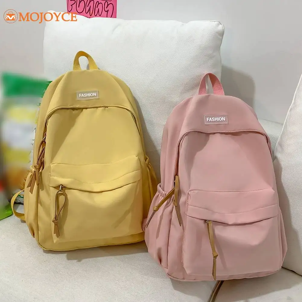 Korean Girls Versatile Bagpack Fashion Solid Color Trend Schoolbag 2023 Women Rucksack  Large Capacity New Nylon Students Bags