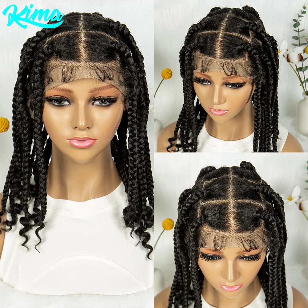 

Плетеные парики Боб для чернокожих женщин, полные кружевные косички, синтетические квадратные косички, парик без узлов с волосами ребенка