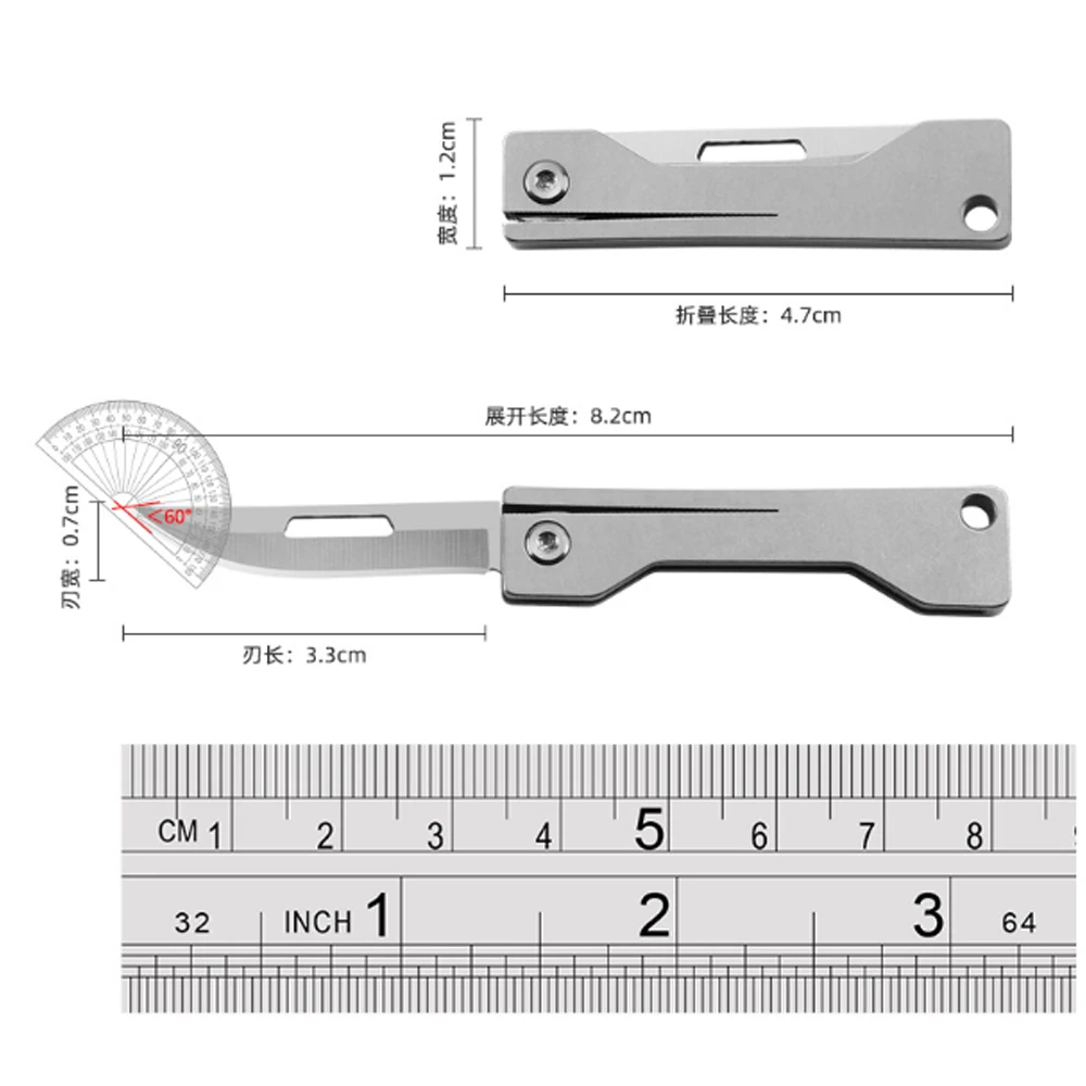 Imagem -03 - Titanium Alloy Mini Folding Knife Edc Portable Keychain Pendant Knife Express Desembalagem Bolso Edc Tool Gift Tc4