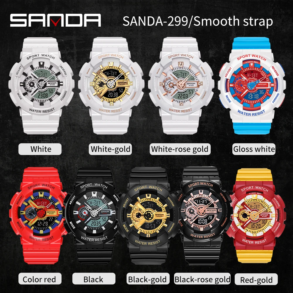 Sanda Men\'s Brand Luxury Military Led Digital Electron Quartz Watch Men Sports Waterproof Multifunctional Dual Movement Clocks