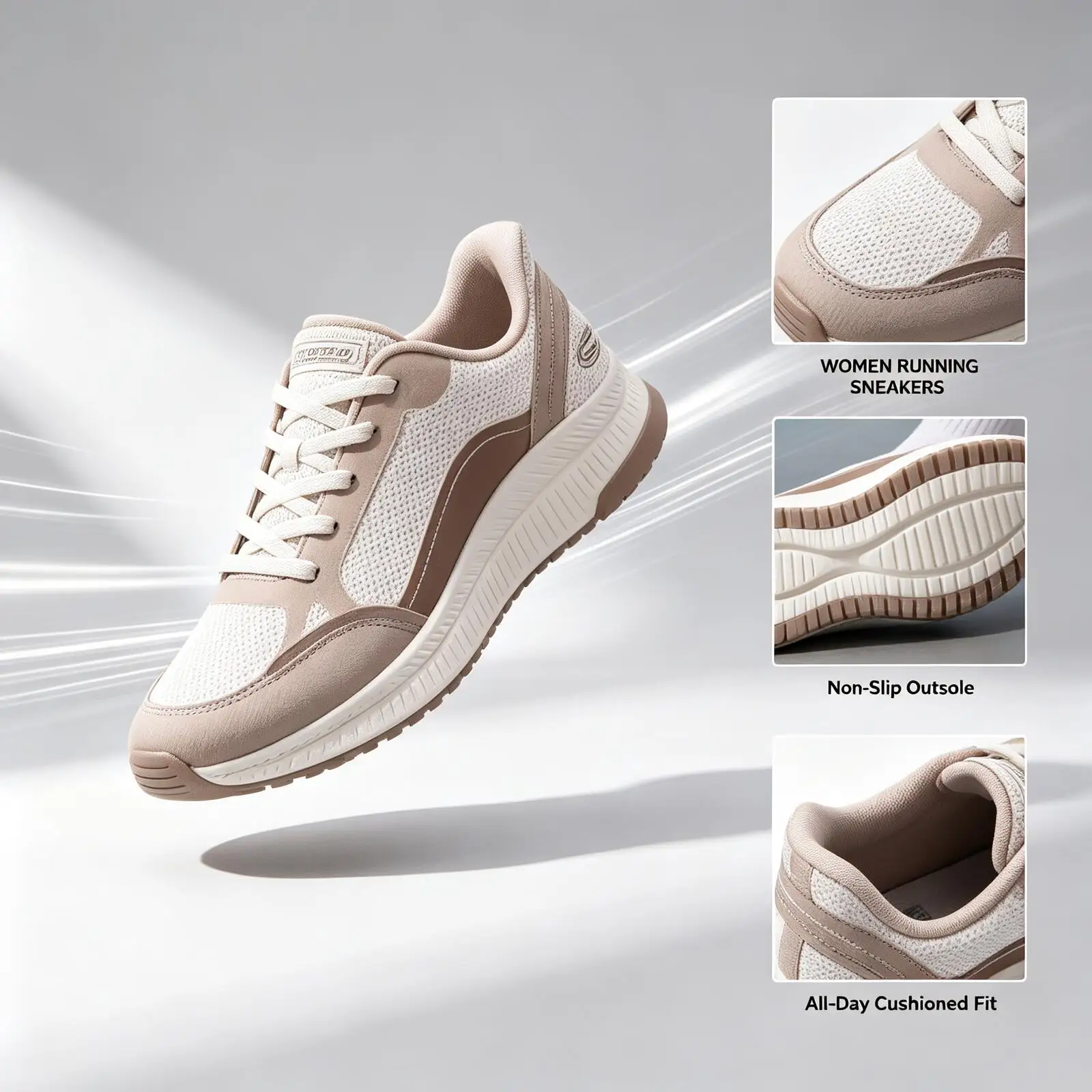 SKECHERS Women Running Shoes Breathable Upper Cushioned Sole Non Slip Walking Sneakers Lightweight Athletic rainers 129005-BKPK