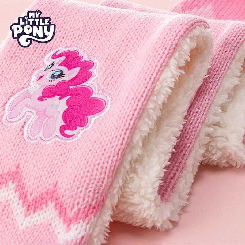 Miniso リトルポニー子供用手袋帽子スカーフセット冬暖かい小学生厚みのあるフリース女の子女の子ベビー