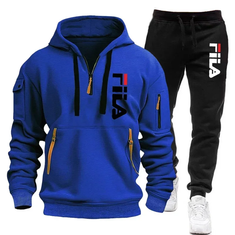 

Autumn and Winter Casual Men's Long-sleeved Sportswear + Printed Long Pants Men's Sportswear Set, Fashionable Jogging Set