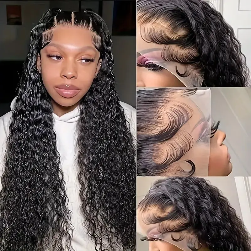 Rosabeauty 13x4 HD Deep Wave Lace Front Human Hair Wigs 250 Density 5X5 Preplucked Glueless Ready To Go Curly Wig 40 Inches