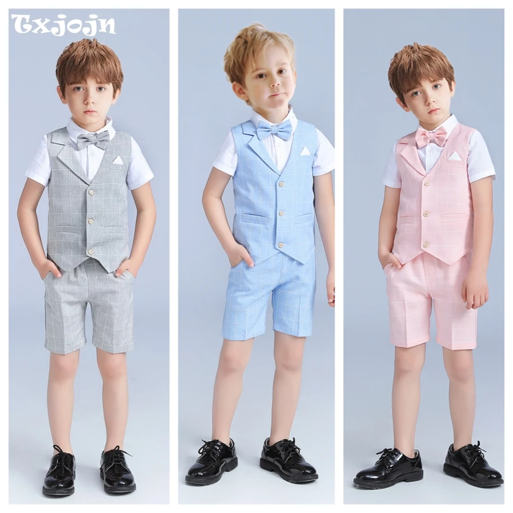 

2025 Txjojn Colorful Kids Suit Set For Catwalk Show Performance Activities Cute Handsome Boys Suits Birthday Wedding Party