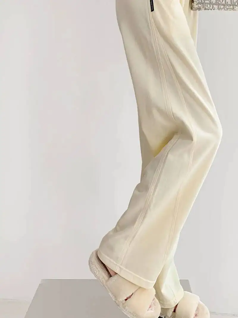 

Корейские спортивные брюки с высокой талией и пэчворк-дизайном для женщин, новинка осень-зима 2026, однотонные, в стиле Ins, повседневные брюки YRJ4