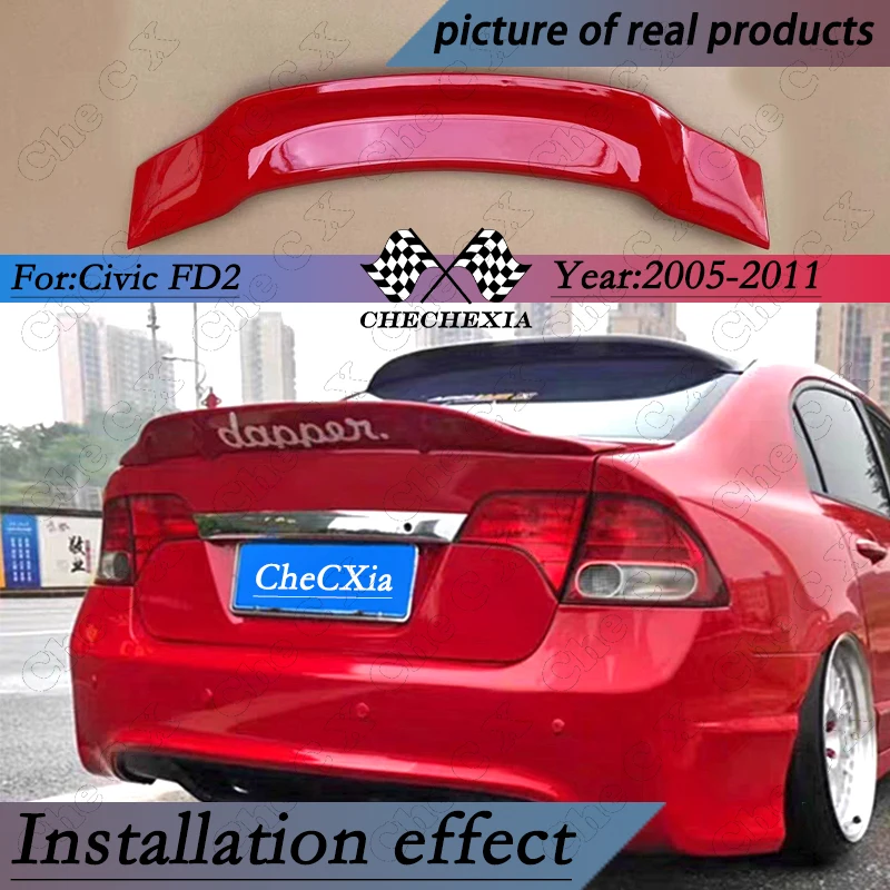 For Honda Eighth Generation Civic FD2 2005-2011 High Quality ABS Material Carbon Fiber Look Rear Spoiler Trunk Lid R Style