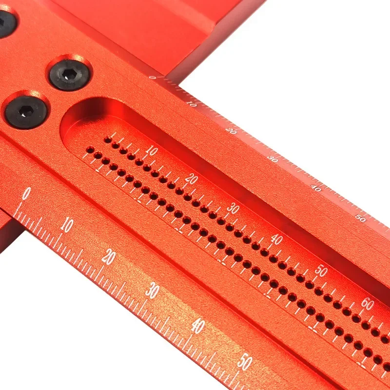 300-600MM Precision Marking T-Ruler Aluminum Alloy Woodworking Scribe Marking Gauge Deluxe Crossed-out Hole Scribing Ruler