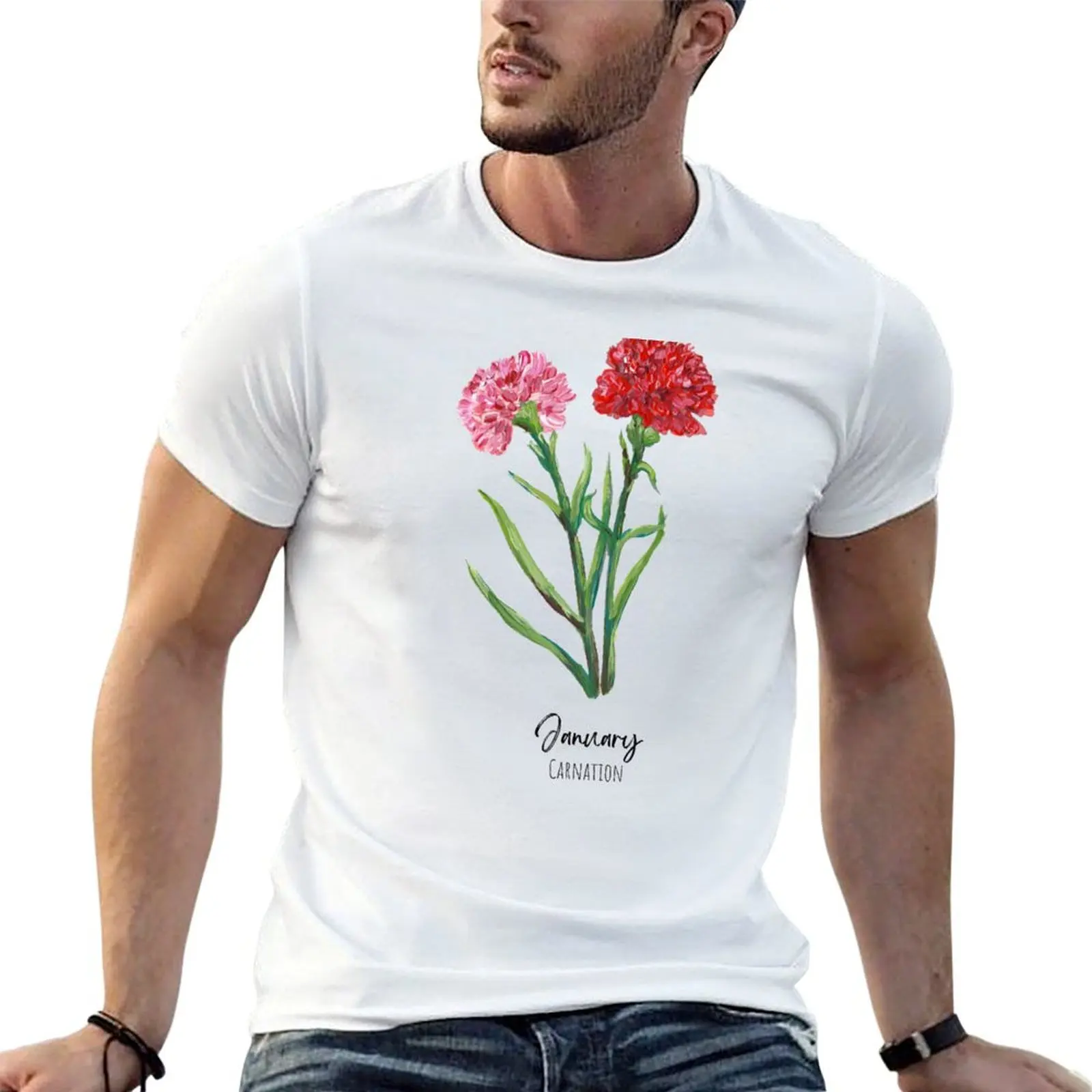 January Birth Flower T-Shirt Dry Fit Athletic Short Sleeve Shirt