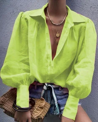 Lantern Sleeve Vintage Blouses Shirts For Women Spring Autumn Top Female Clothing Fashion Casual Blusas Femme 2025