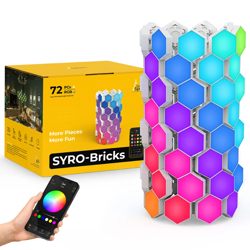 Smart Home 3D Cylindrical Creative DIY Quantum Honeycomb Modular RGB Hexagonal Led Gaming Light