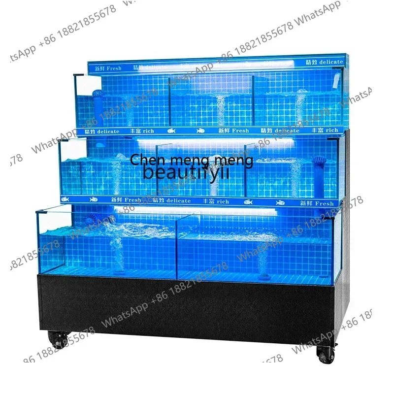 

xxSeafood Pool Commercial Three-Tier Supermarket Hotel Fish Pond Aquatic Shell Pool Mobile Seafood Fish Tank