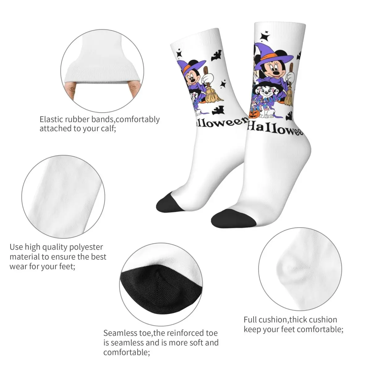 Mickey And Minnie Happy Halloween Theme All Season Socks Stuff for Women Sweat Absorbing Dress Socks