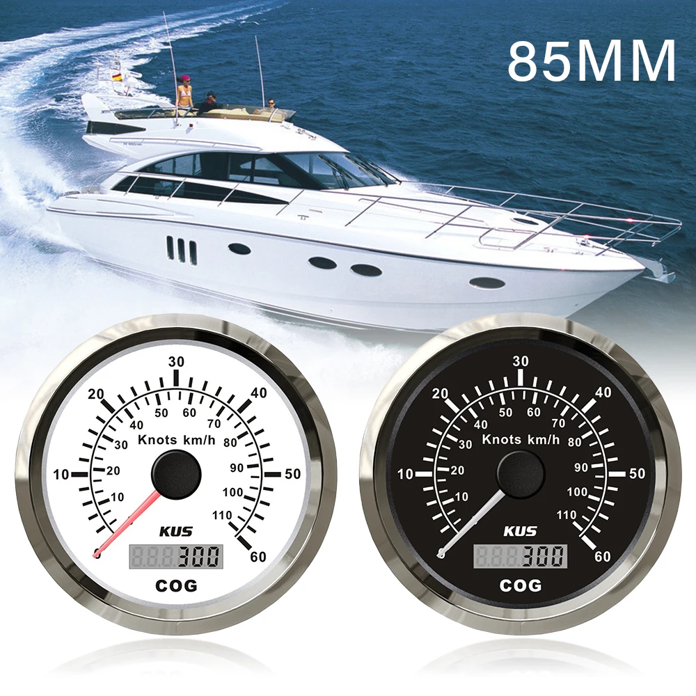 

KUS 85mm Universal GPS Speedometer Speed Gauge with Course over ground for Boat Yachts 12V 24V with Red Yellow Backlight