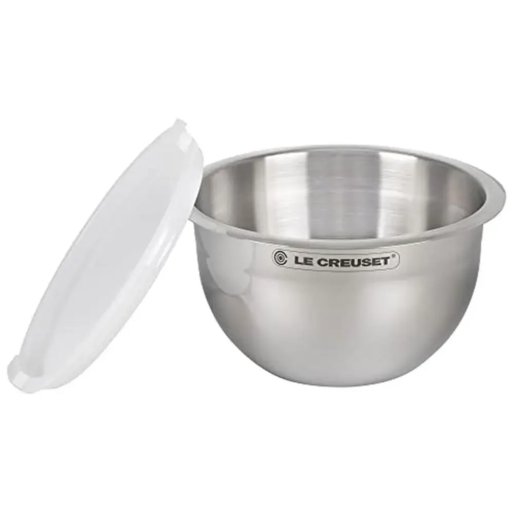 Nested Mixing Bowls Set Stainless Steel Construction Nonslip Silicone Base Airtight Plastic Lids Graduated Sizes BPA-Free