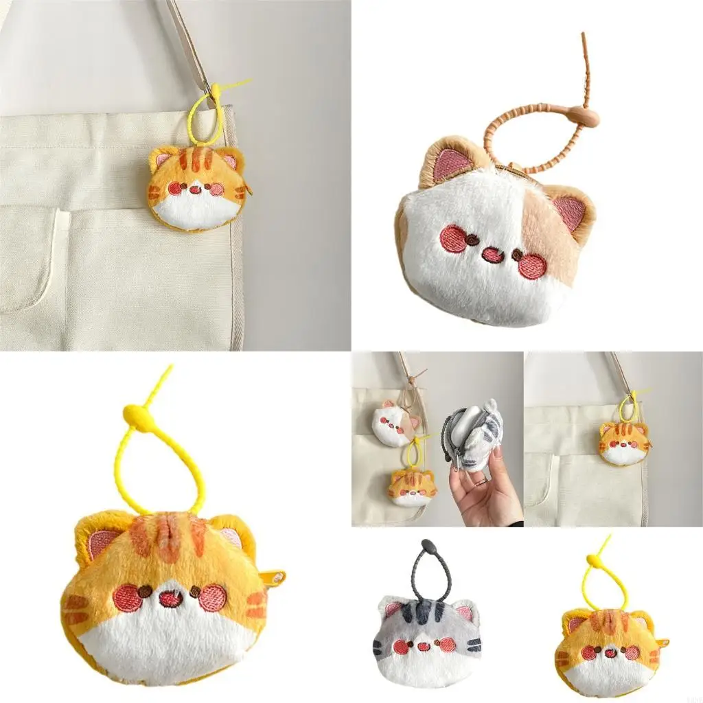 

Y3NE Lovely Coin Purse Headphone Storage Bag Bag Charm Plush Cats Change Purse
