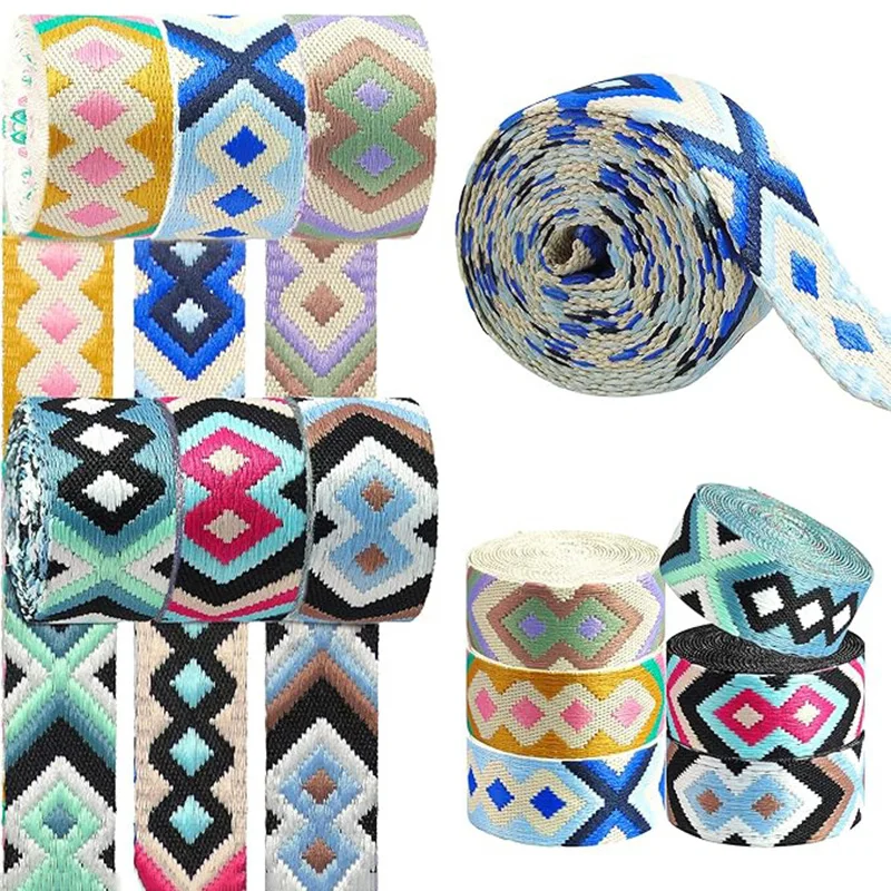 

2Meters Nylon Webbing Ribbon 38/50mm Ethnic Jacquard Canvas Webbings Belt Sling Decoration Ribbons Strap Sewing Bais Accessories