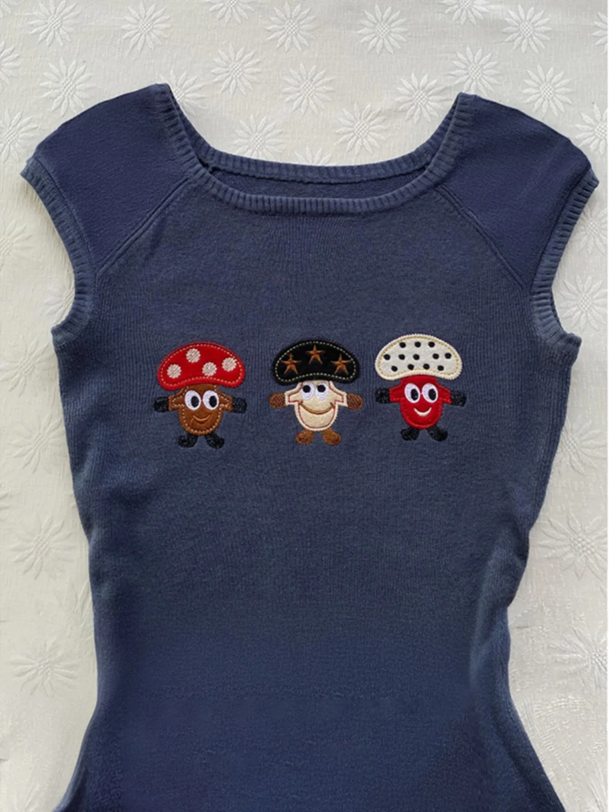 Original azul dibujos animados Patchwork ceñido al cuerpo Dr mujer verano Vintage Retro cintura cosida ort Sve falda de mezcla de algodón