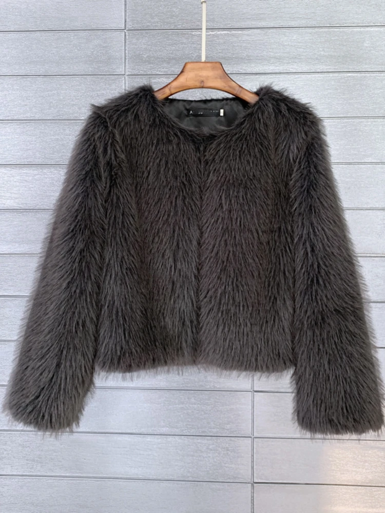 2023 Winter False Fur Coat Women Short Solid Long Sleeve Artificial Fox Fur Jacket Female Korean Fashion Windbreaker Overcoat