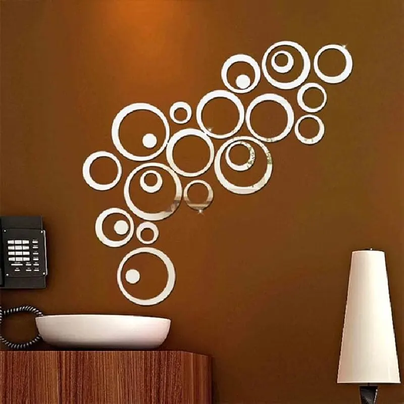 72 PCS Acrylic Circle Mirror Wall Stickers Removable Round Dots Mirror Wall Decals DIY Decals Modern Art Mural for Home