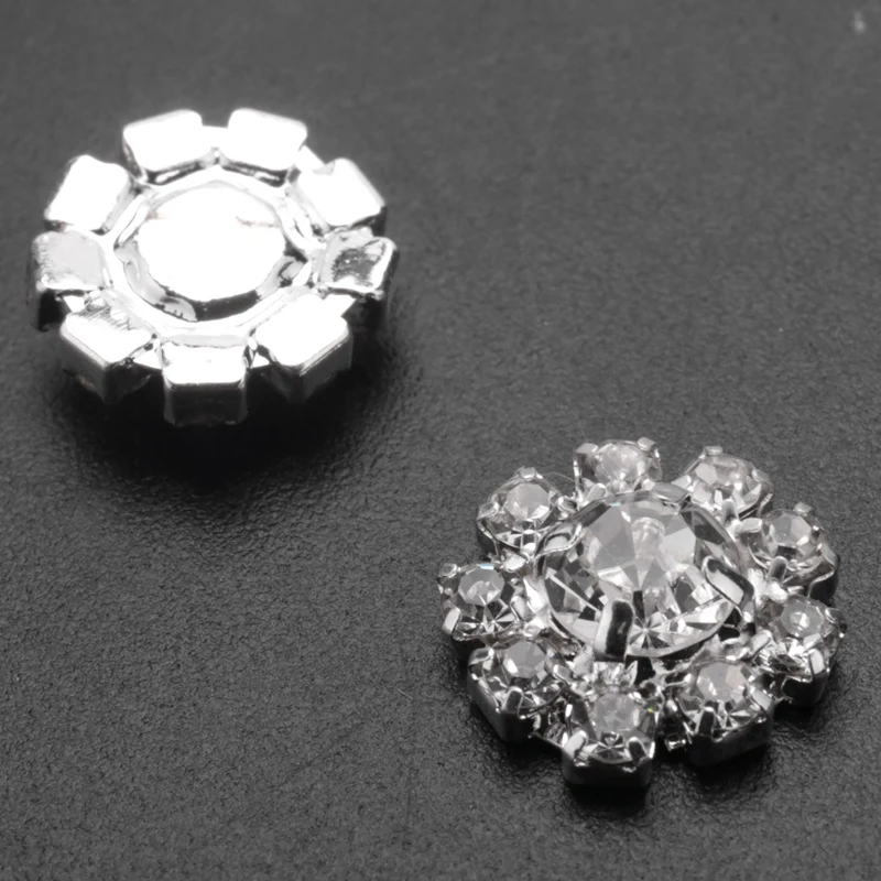 Crystal Rhinestone Button Flat Back Decoration DIY 15Mm 20 Pcs Clear