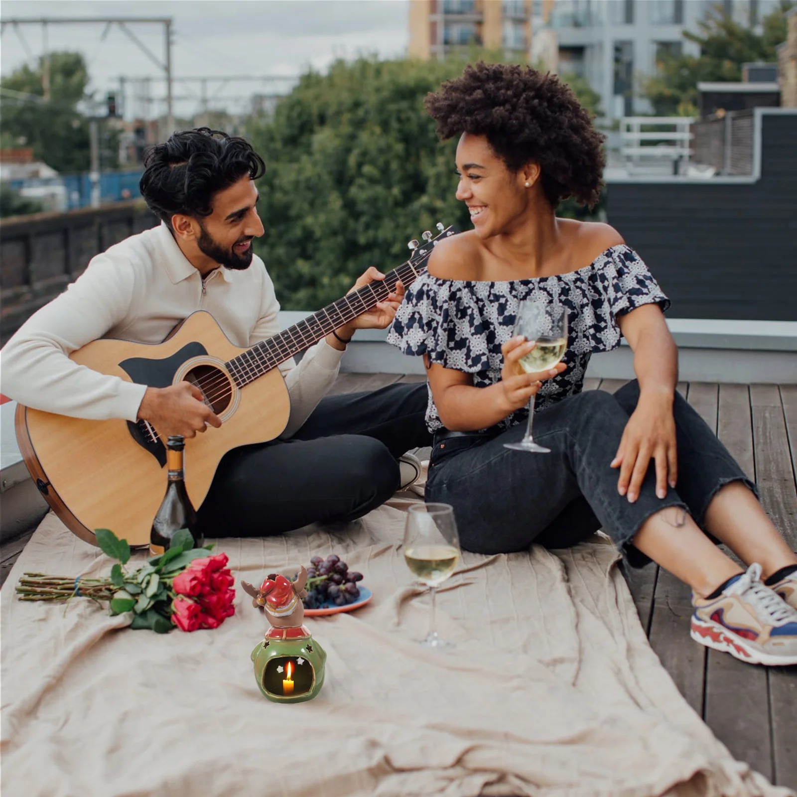 1 قطعة شمعدان الأيائل حامل ديكور فريد من نوعه ضوء مجوف زينة سطح المكتب عيد الميلاد ديكور المنزل شمعدان عيد الميلاد #2