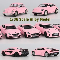 1:36 Mercedes Benz, Volkswagen, Martha, Nissan Pink Alloy Car Model Toy Casting Series Collection Jewelry Gift Christmas Gift