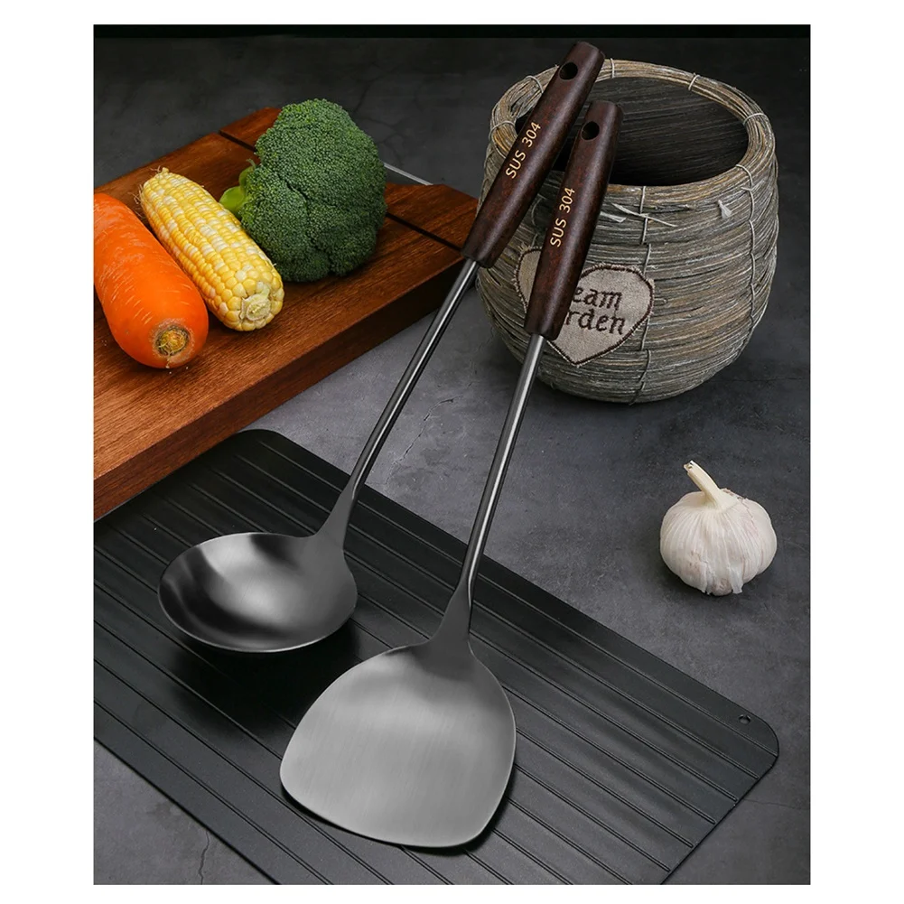 

AB33-Wok Spatula And Ladle Skimmer Ladle Tool Set For Wok, 304 Stainless Steel Wok Spatula 1Set